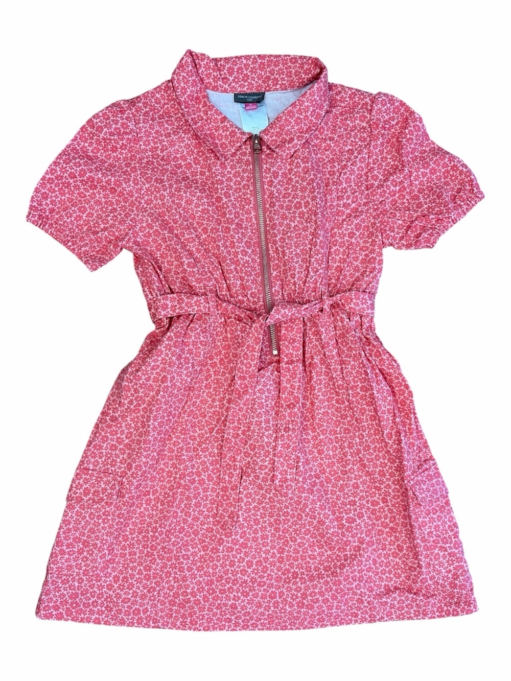 Vince Camuto Pink Floral Zip-Front Casual Dress